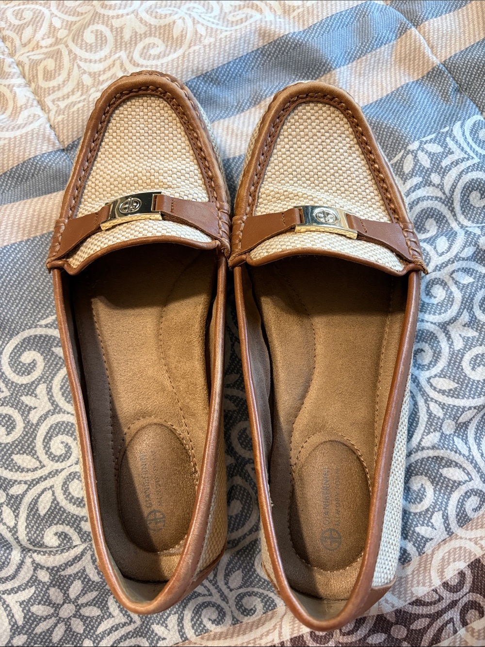 Giani Bernini Womens Dailyn Memory Foam Loafers Size 8.5 Woven Brown Tan - Picture 2 of 9